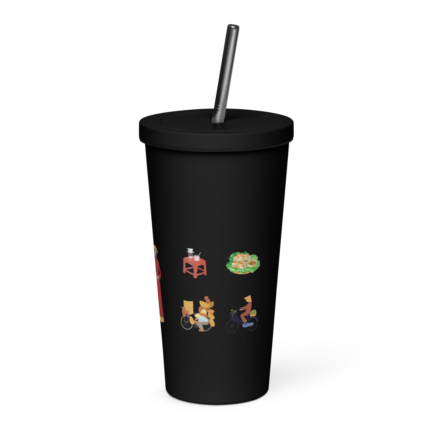 Insulated tumbler with a straw