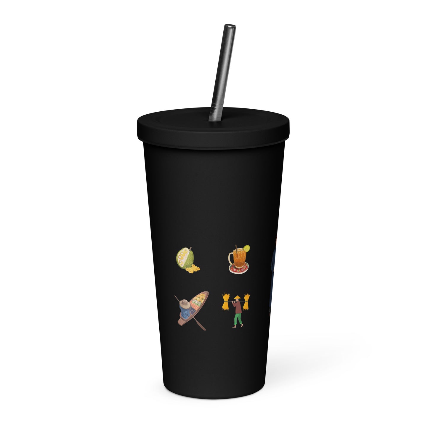 Insulated tumbler with a straw