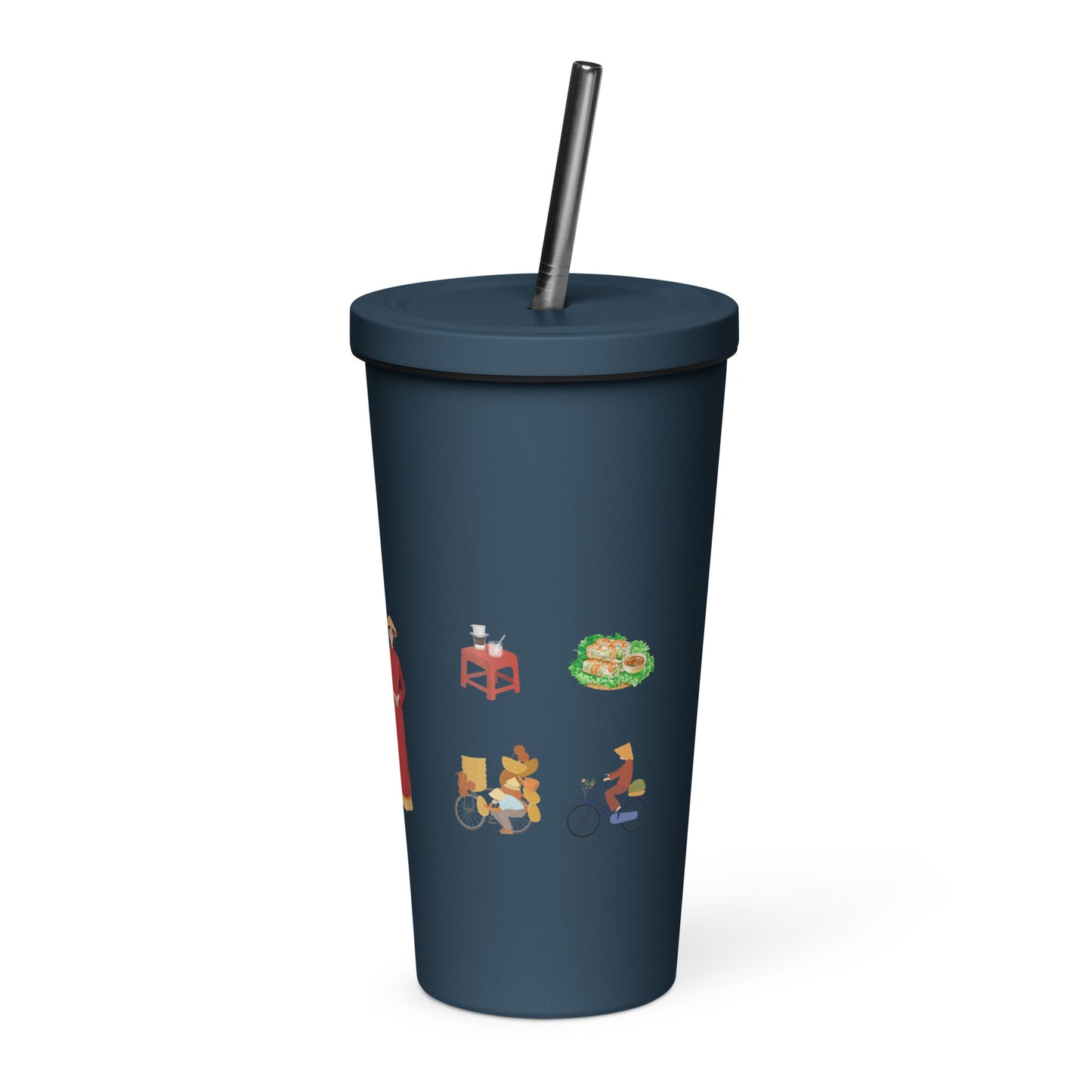 Insulated tumbler with a straw