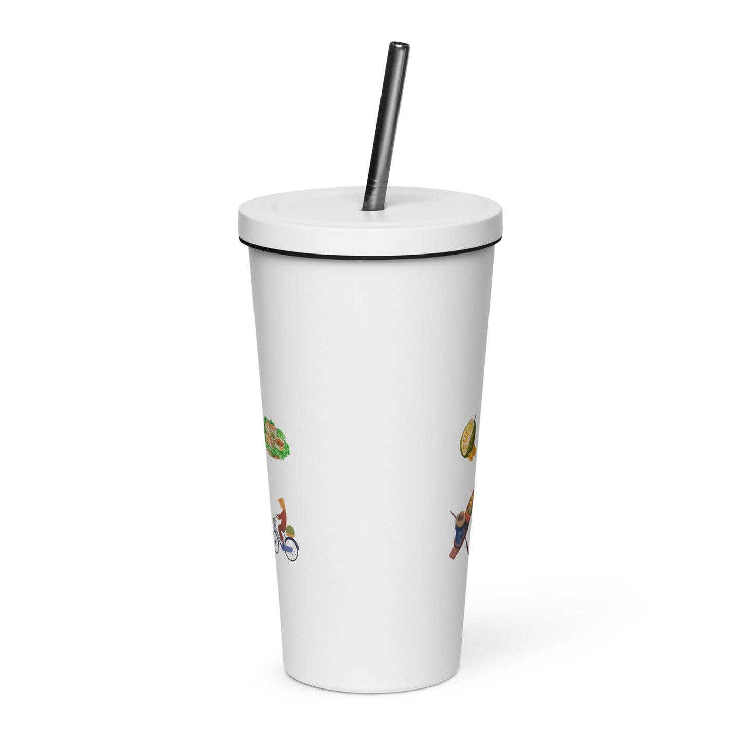 Insulated tumbler with a straw