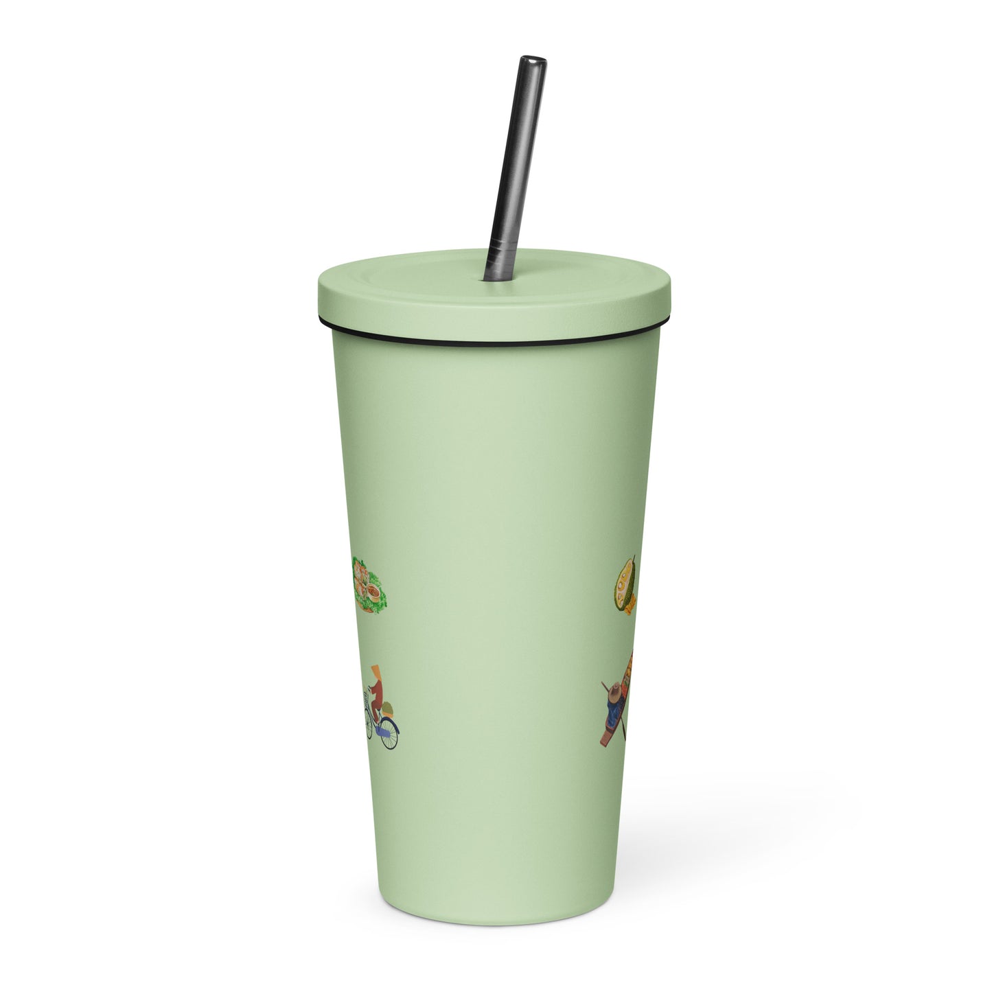 Insulated tumbler with a straw