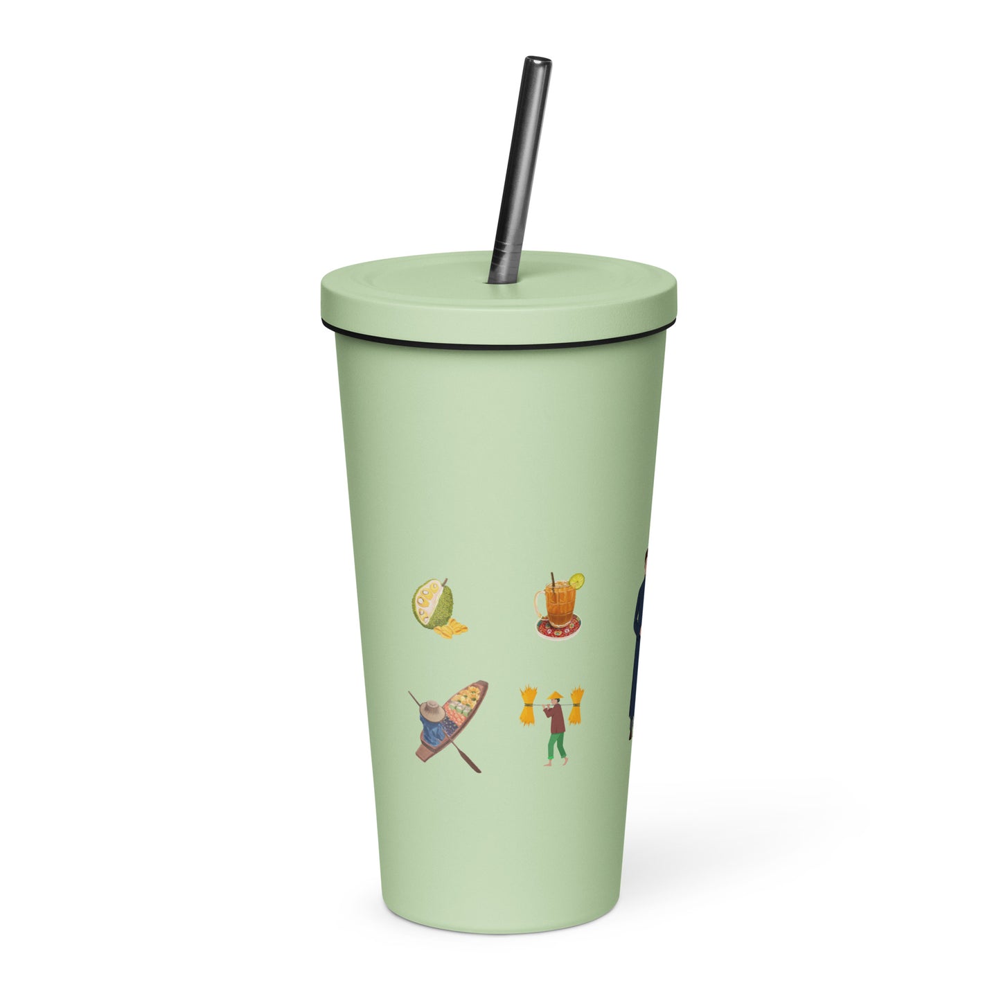 Insulated tumbler with a straw