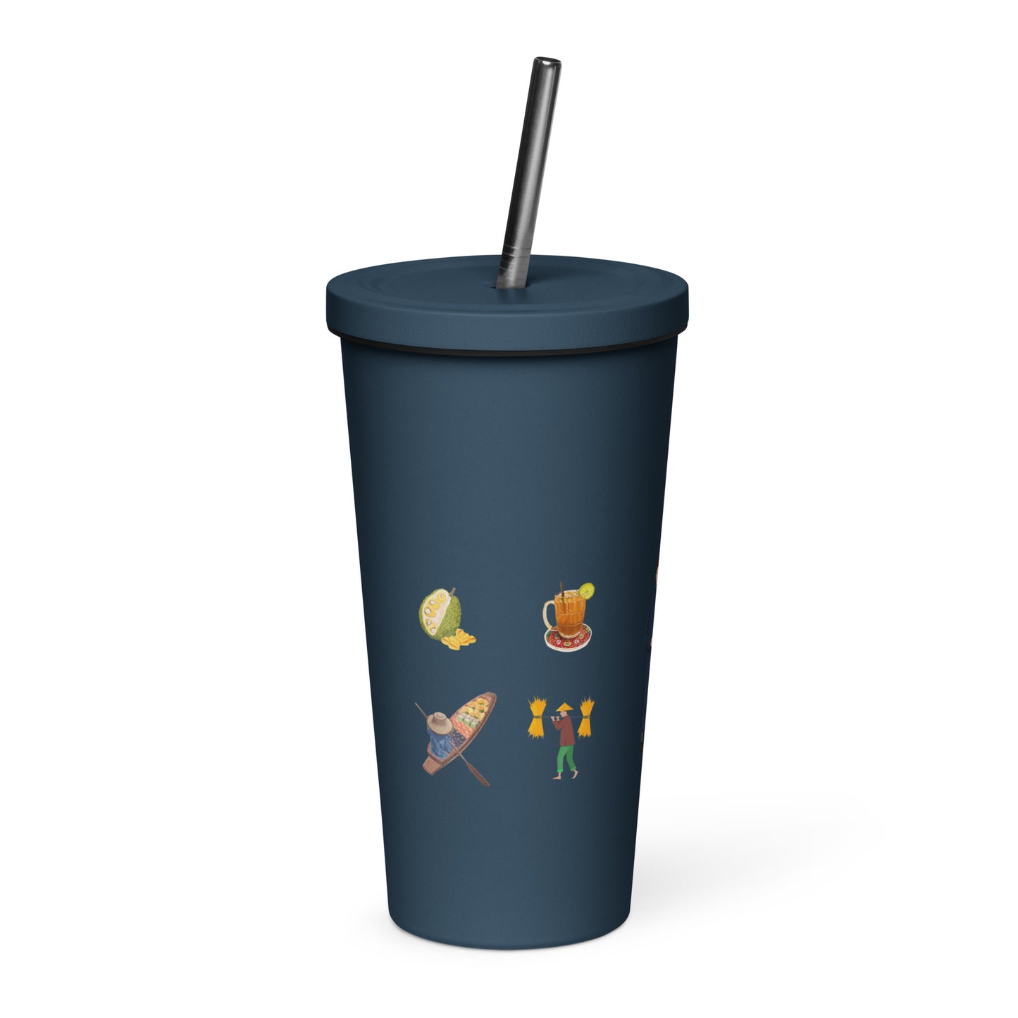 Insulated tumbler with a straw