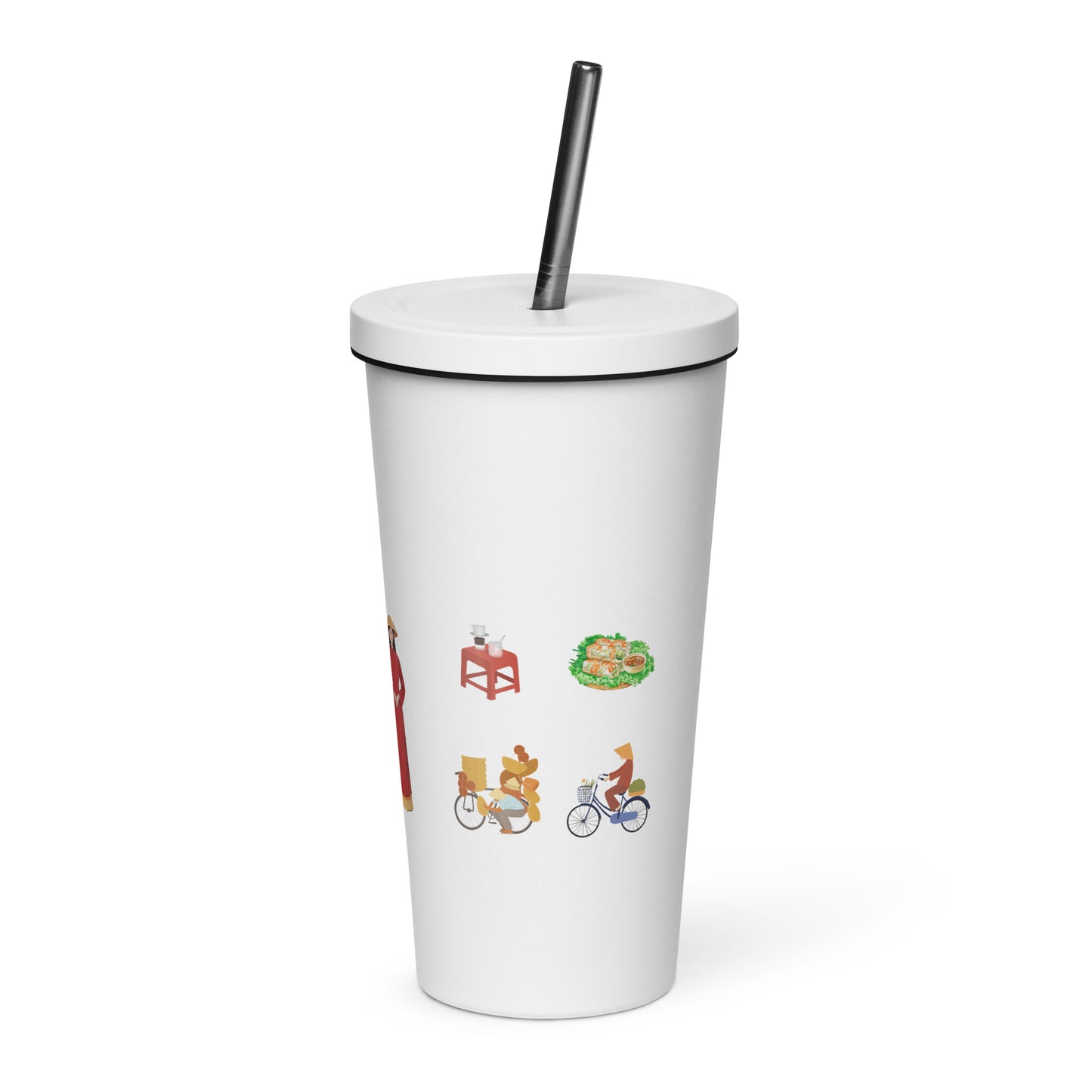 Insulated tumbler with a straw